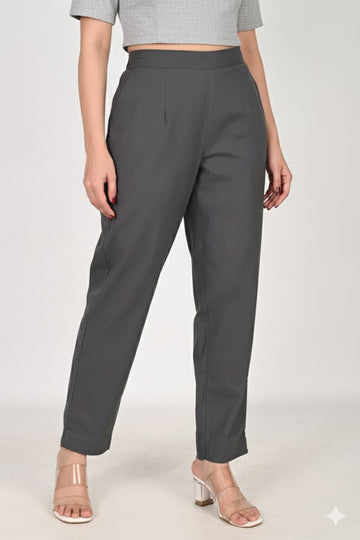 Gray Cotton Pant For Women
