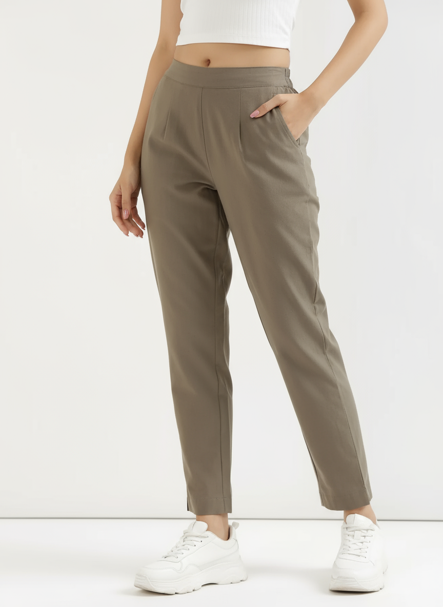 Gray Cotton Pant For Women