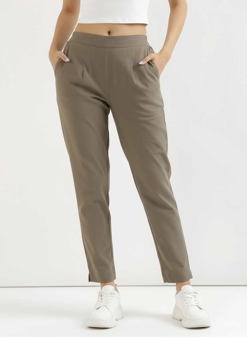 Gray Cotton Pant For Women
