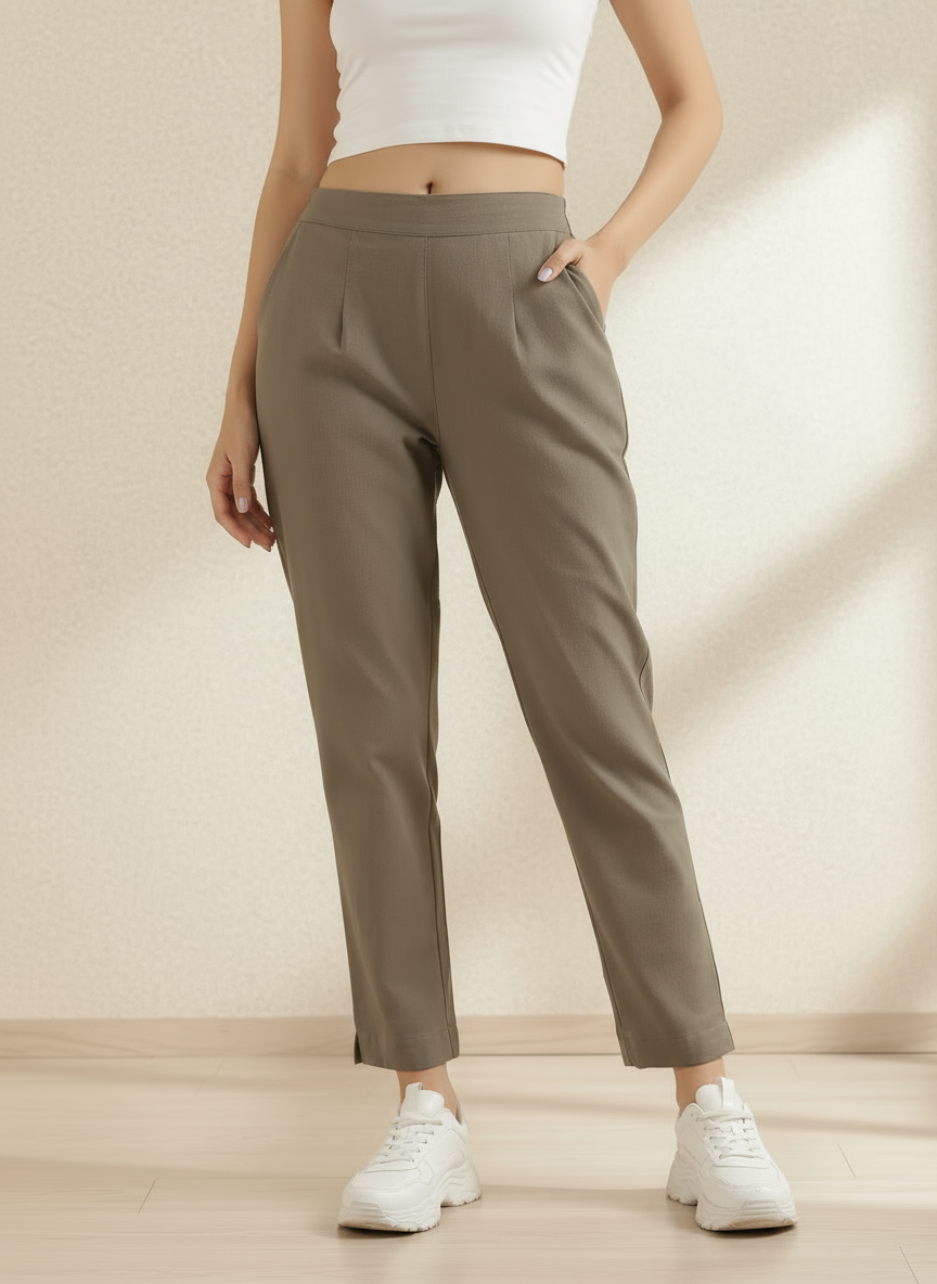 Gray Cotton Pant For Women