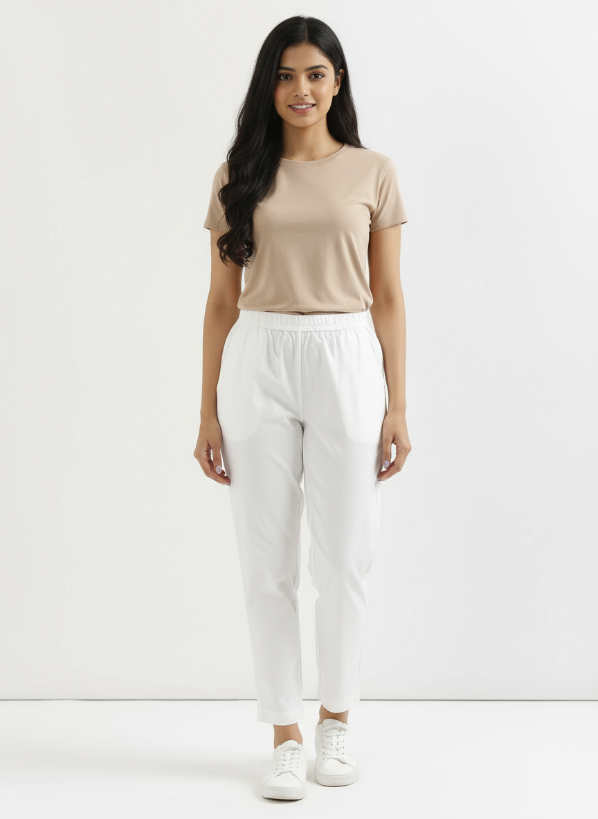 White Cotton Pant For Women