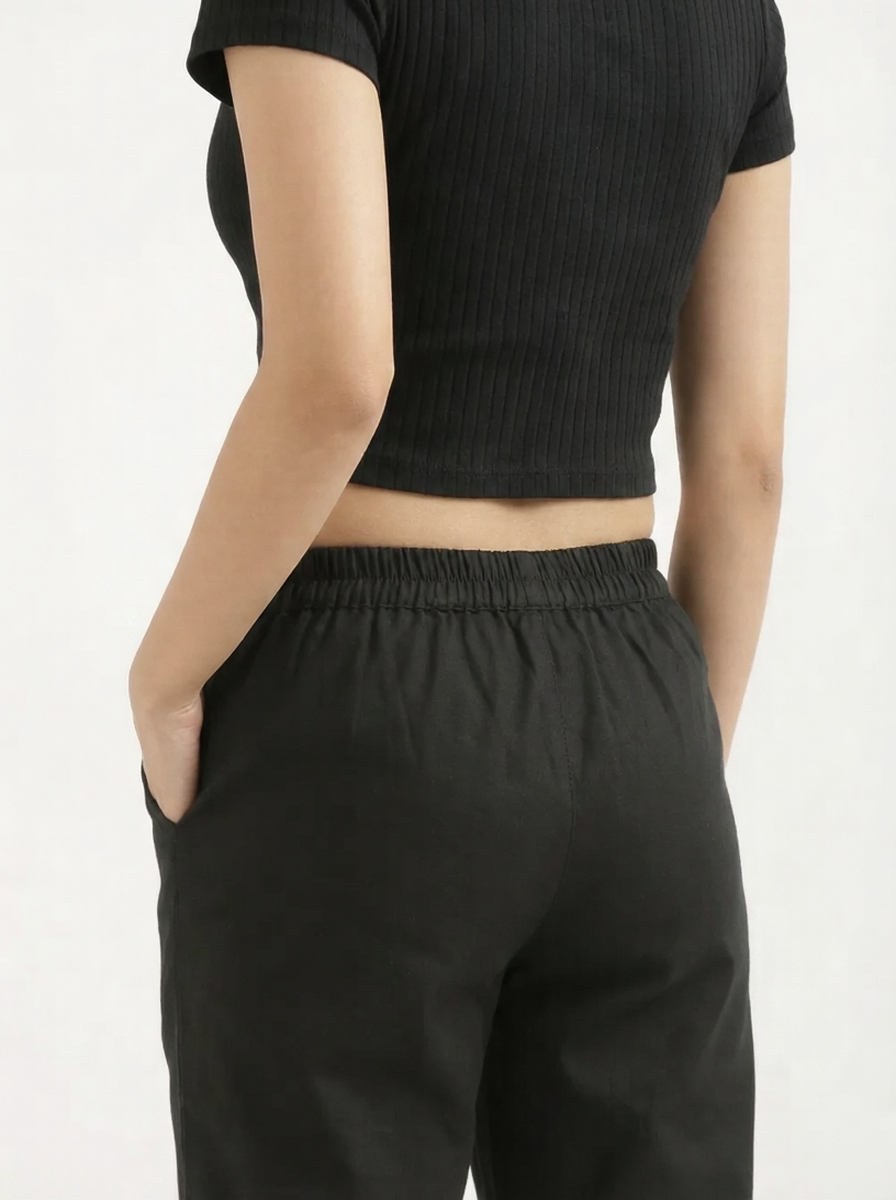 Black Cotton Pant For Women