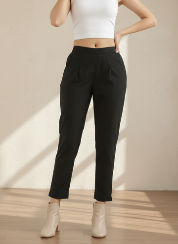 Black Cotton Pant For Women