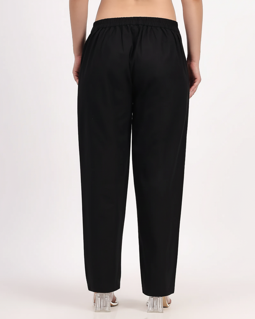 Black Wide Leg Cotton Pant