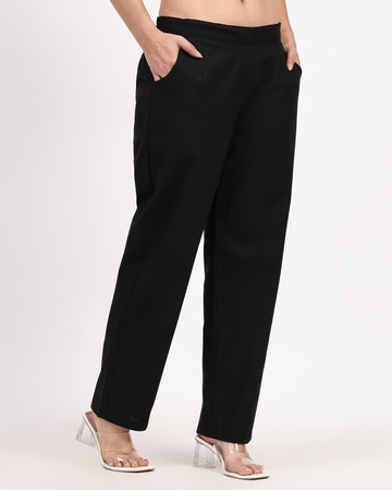 Black Wide Leg Cotton Pant