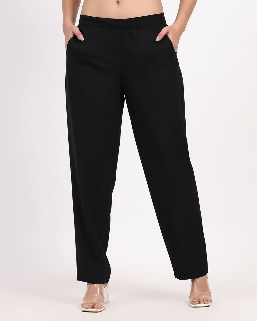 Black Wide Leg Cotton Pant