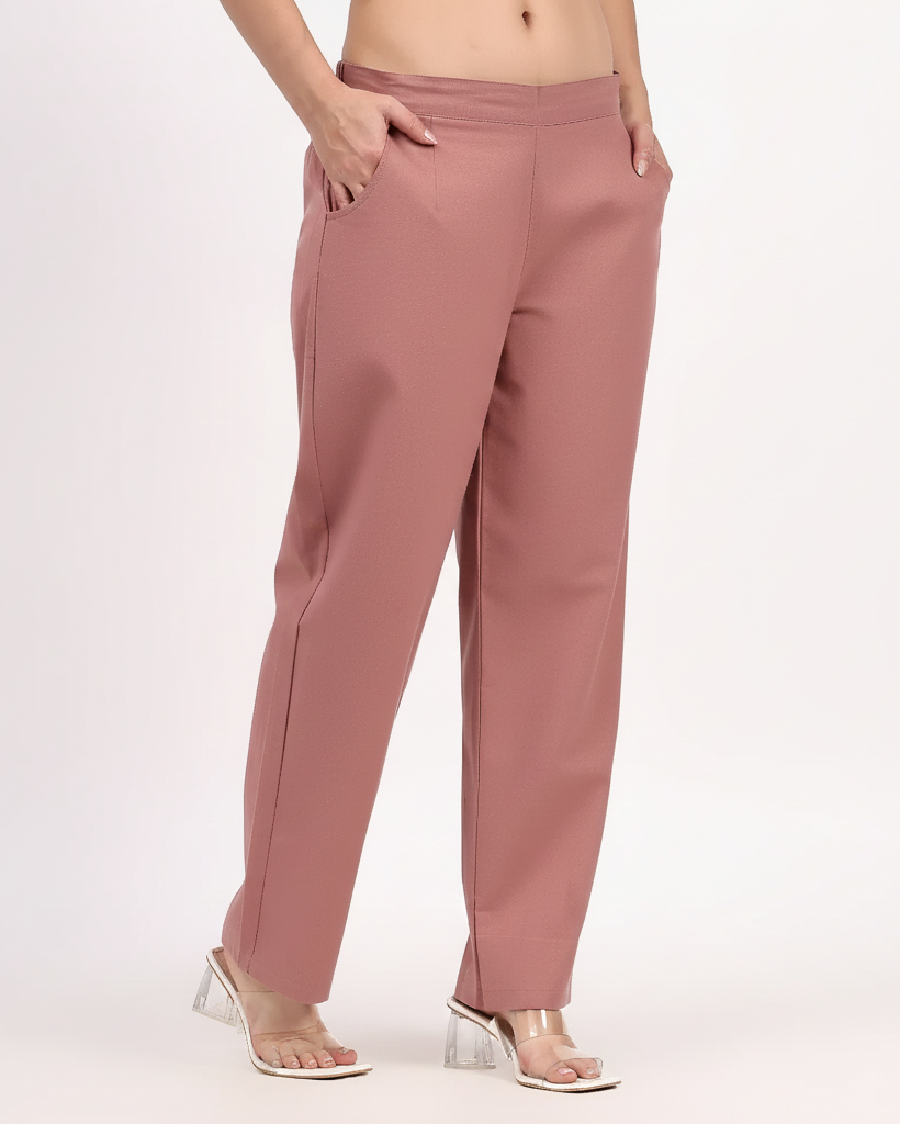 Rose Taupe Wide Leg Cotton Pant