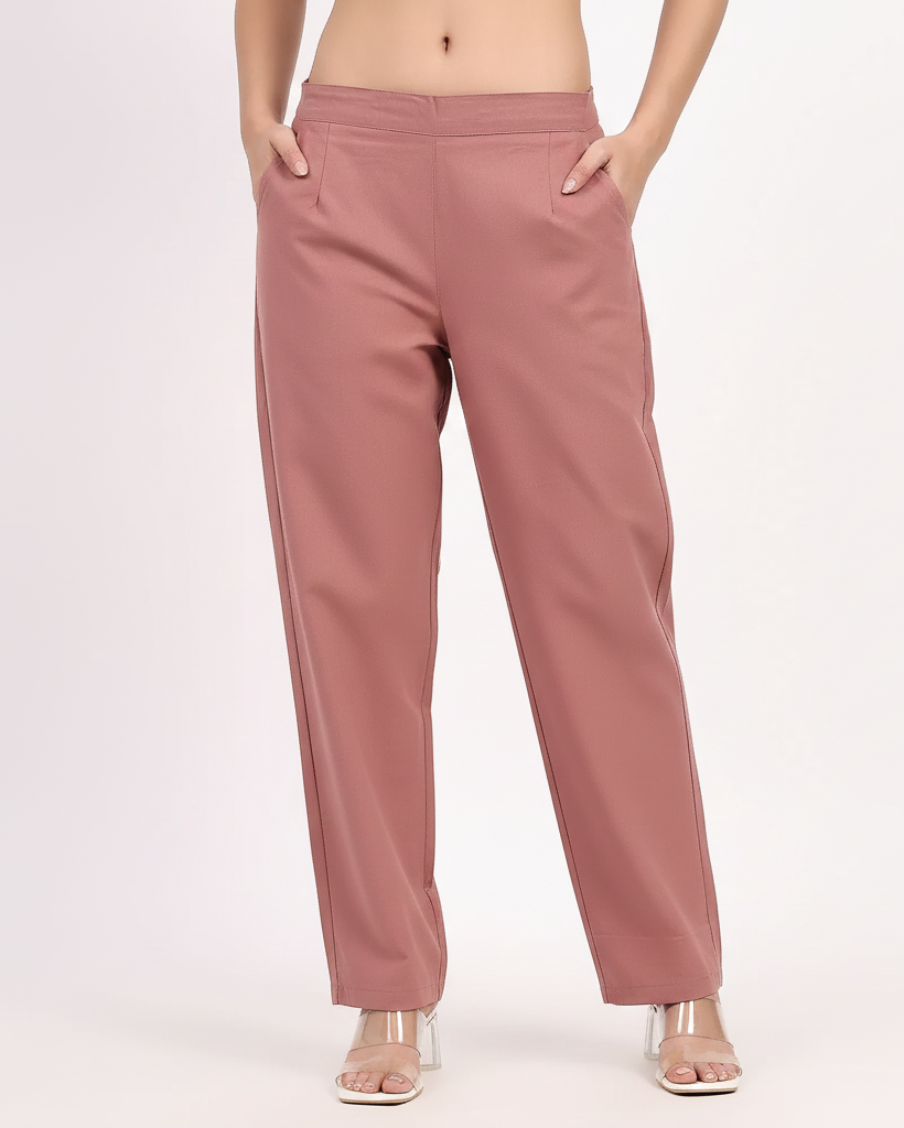 Rose Taupe Wide Leg Cotton Pant