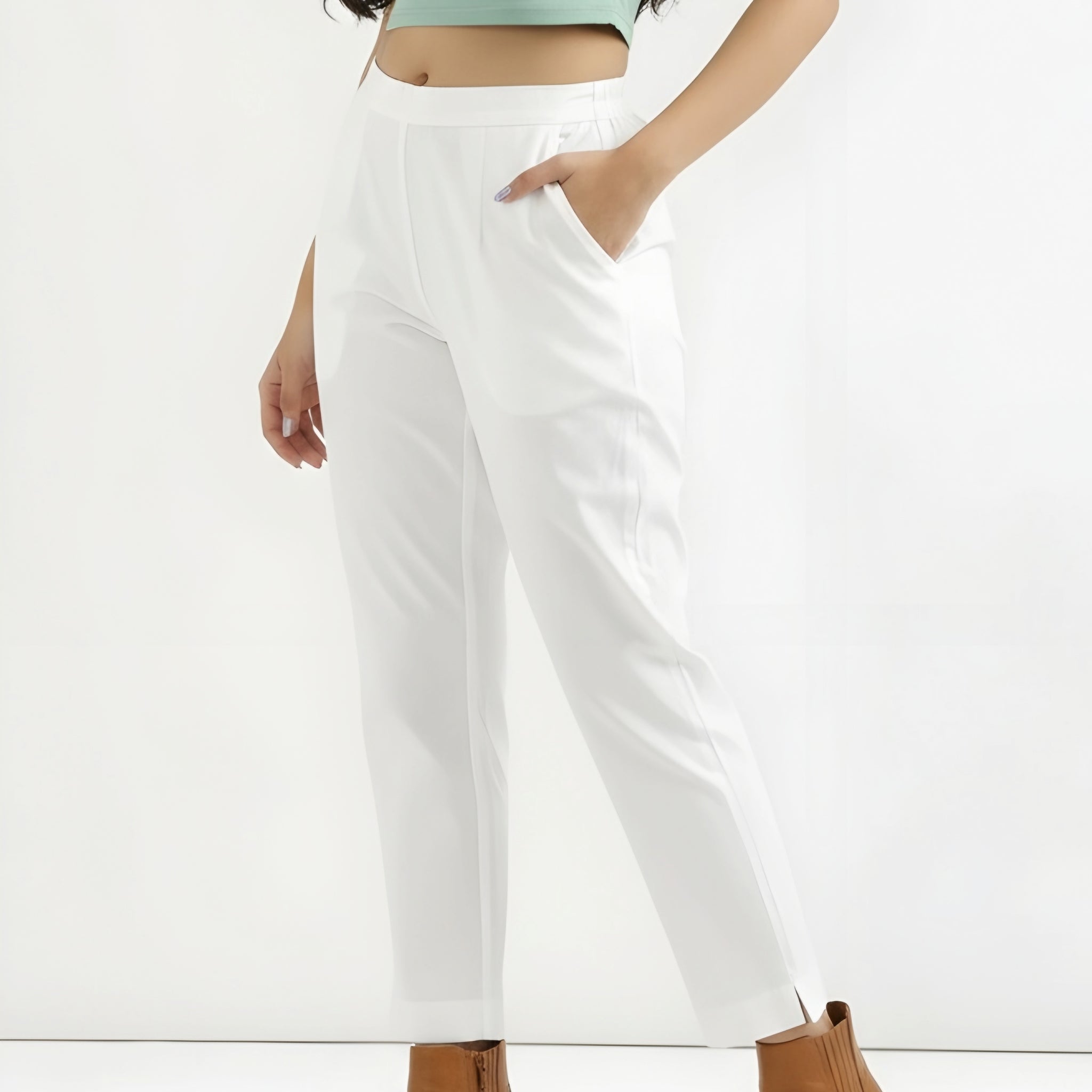 White Cotton Pant For Women