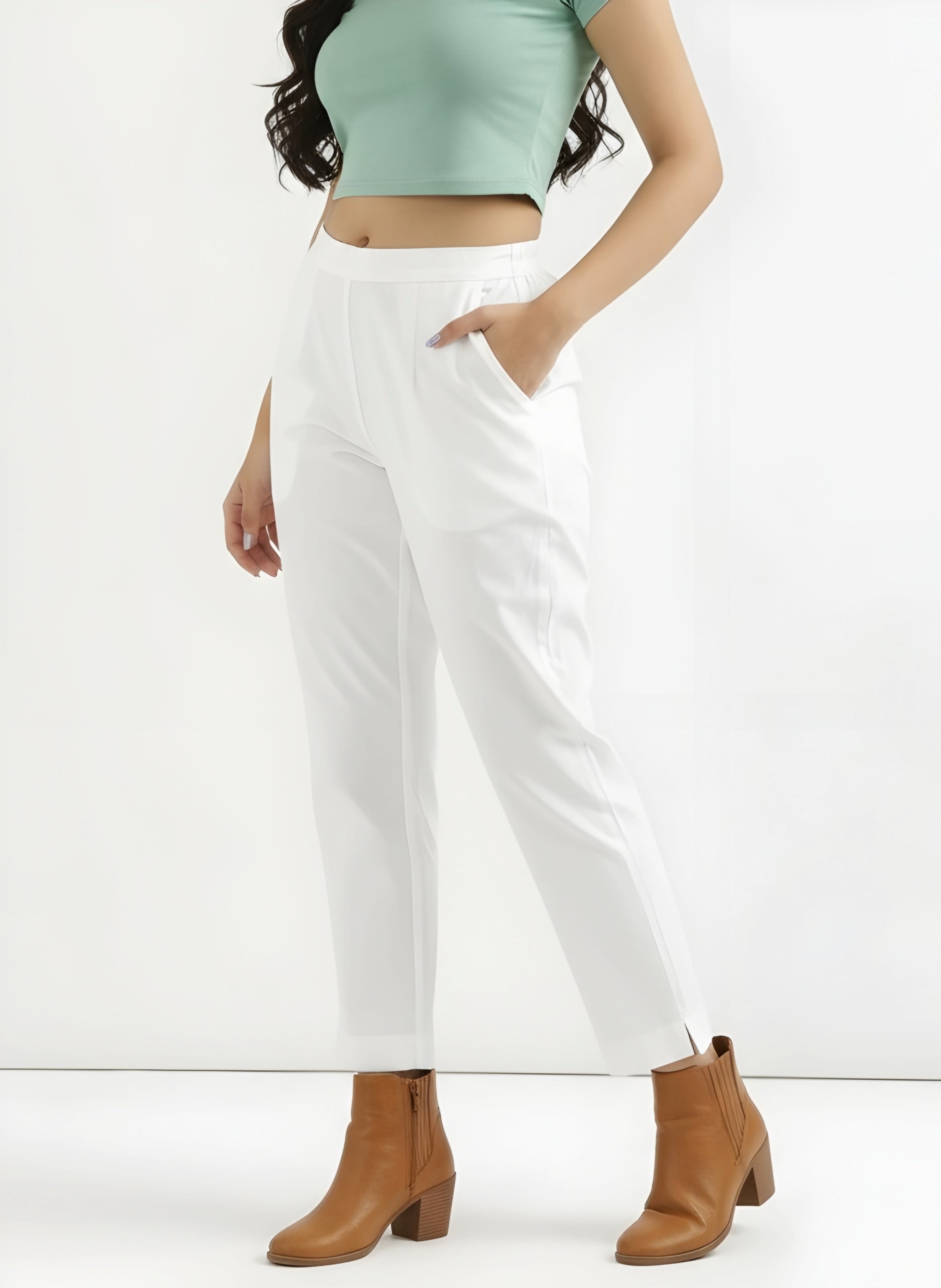 White Cotton Pant For Women