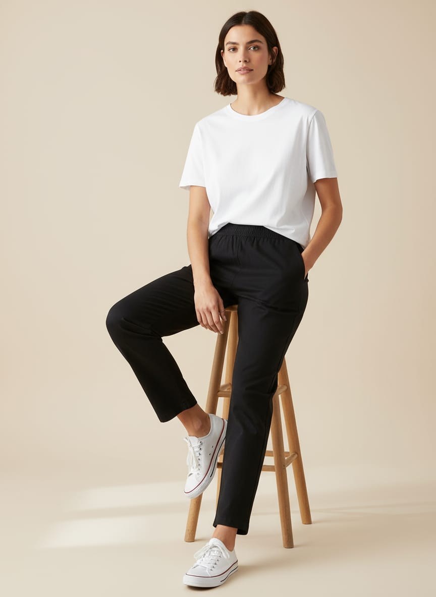Black Cotton Pant For Women