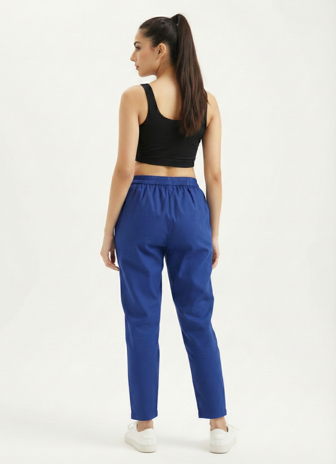 Peacock Blue Cotton Pant For Women